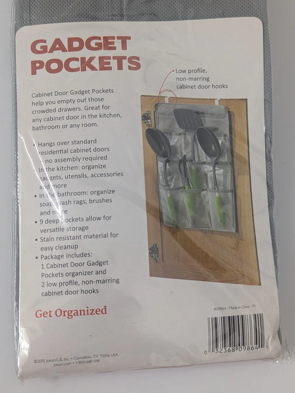 Gadget Pockets Over-Cabinet Organizer in Clear with Gray Trim